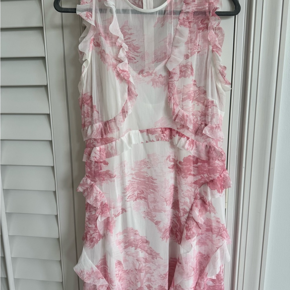 Ted Baker Pink and White Asymmetrical Sundress